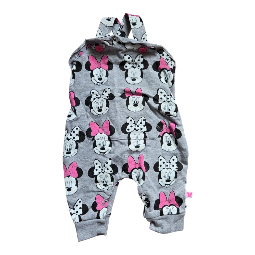 Disney Minnie Mouse Gray and Pink Overalls